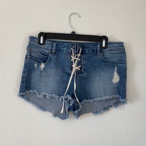 Billabong Distressed Lace up Shorts - Size 30